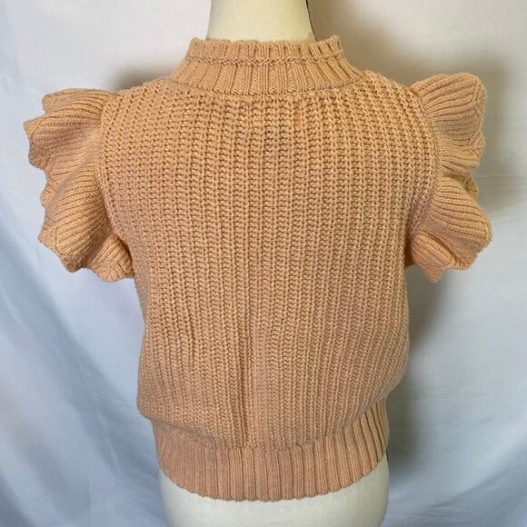 Universal Thread Womens Knit Short Sleeve Top Medium Flutter Sleeve High Neck - Picture 6 of 10